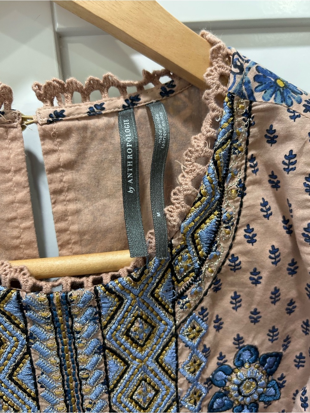 By Anthropologie Embroidered Tunic Mini Dress Medium Dress - Picture 6 of 7